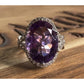 Sterling Silver Amethyst Halo Ring 925 Purple Stone Cocktail Statement Ring 7.5