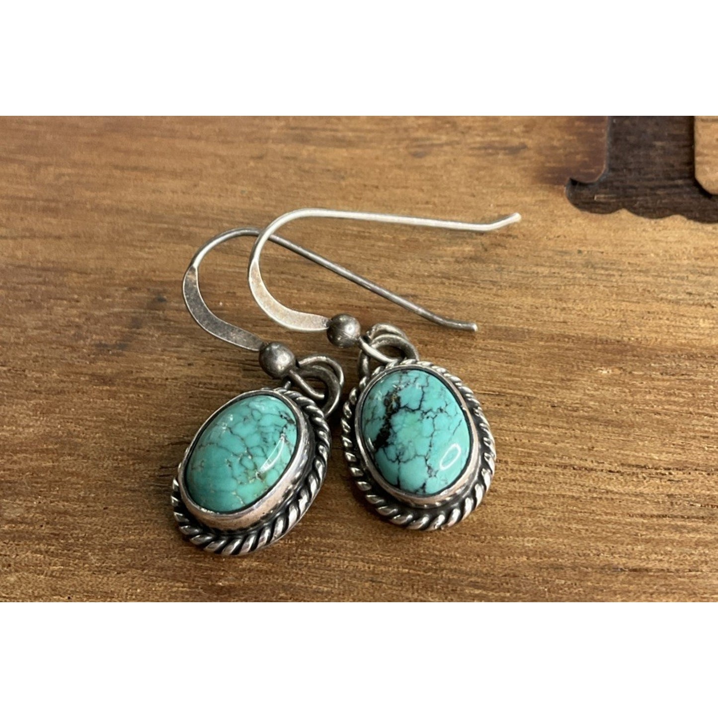Vintage Navajo ALV D Vandever Sterling Silver Turquoise Dangle Drop Earrings