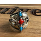 Carolyn Pollack 925 Sterling Silver Turquoise Coral Ring Size 9.75