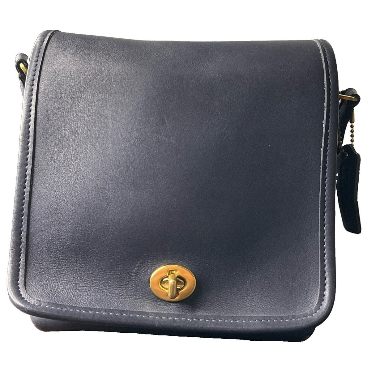 Vintage COACH Navy Blue Leaher Companion Crossbody Shoulder Bag Purse