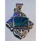 Vintage Sterling Silver Spiderweb Turquoise Cross Pendant 47g Southwestern 3.5”
