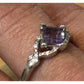Sterling Silver Amethyst Princess Cut Ring Purple Gemstone Ring Size 9.5