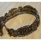 Vintage Etruscan Revival Filigree Rhinestone Amber Glass Bracelet