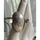 Baroque Pearl & Blue Topaz “Toi et Moi” Sterling Silver Statement Ring Size 5