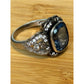 Vintage ESPO Sterling Silver Blue Topaz Ring Halo Joseph Esposito Size 8.5
