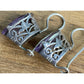 Vintage Sterling Silver Purple Amethyst Gemstone Marquise Leverback Earrings