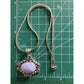 Vintage Mexico 925 Sterling Blue Banded Agate Pendant Necklace Ornate Scroll
