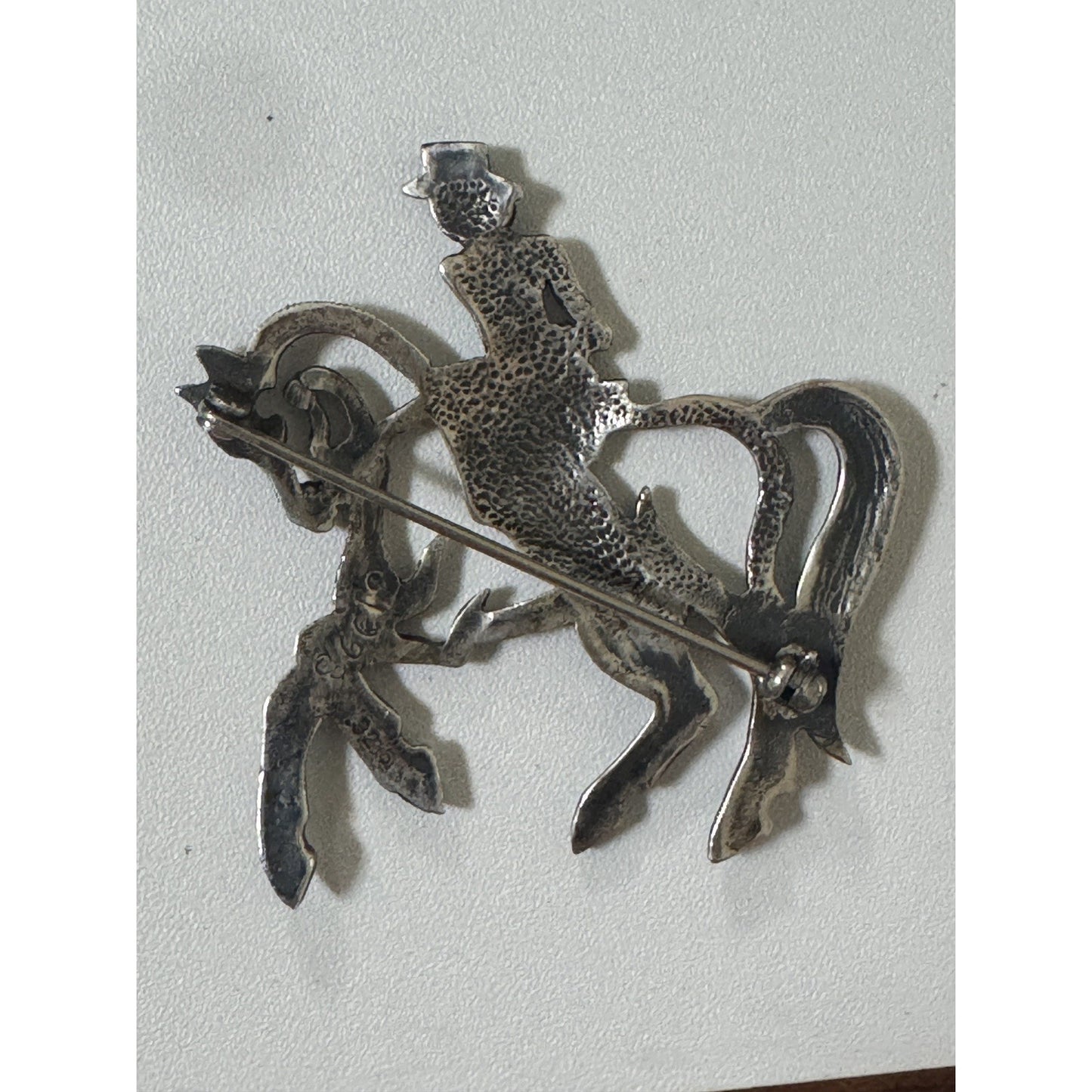 Sterling Silver Horse & Rider Equestrian Silhouette Brooch Pin 925 C2G 8g