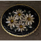 Vintage Italian Micro Mosaic Daisy Floral Black Mid Century Brooch Made In Italy