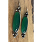Vintage Sterling Silver Green Stone Bar Dangle 925 Earrings Boho Southwestern