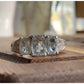Vintage Style 3 Stone Ring 925 Sterling Silver Cushion Cut Trilogy Ring Size 7.5