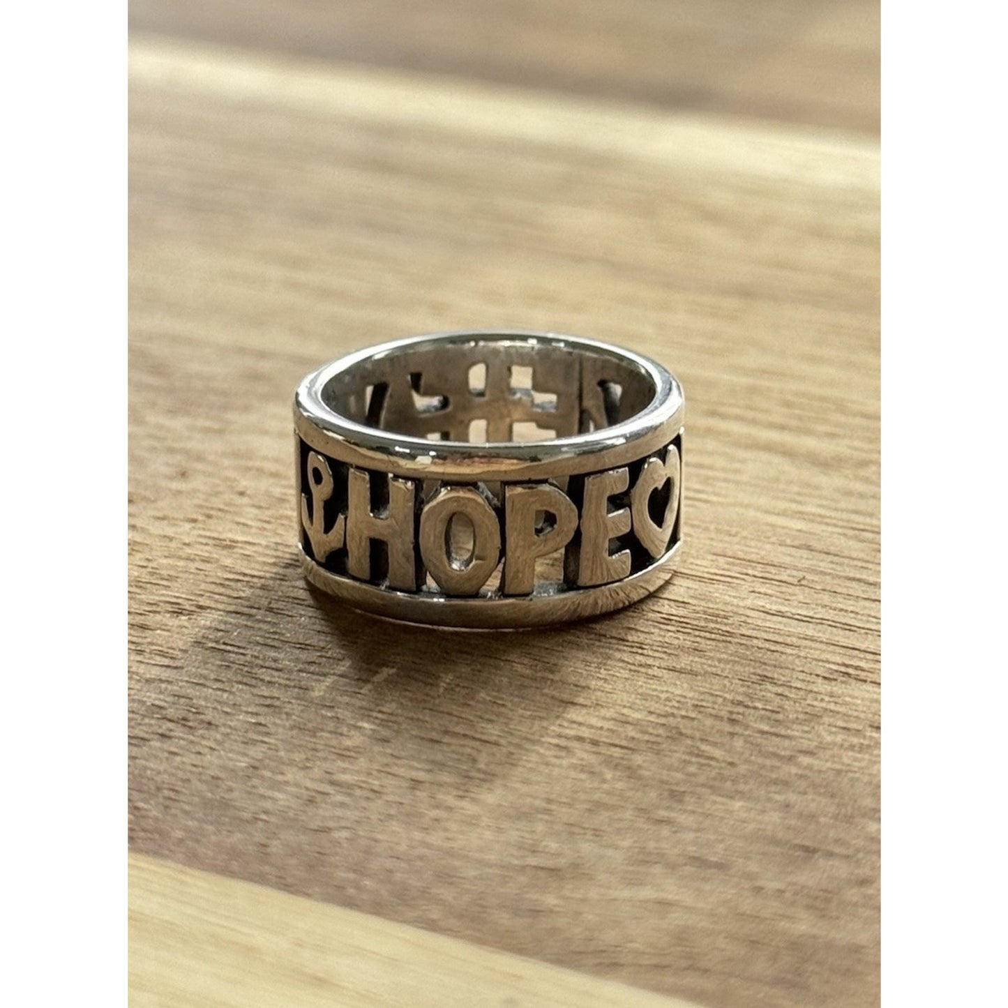 James Avery Retired Sterling Silver Faith Hope Love Ring Size 6