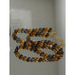 Vintage Signed Joan Rivers Amber Gray Smoky Glass & AB Crystal Bead 32” Necklace