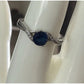 Sterling Silver Blue Sapphire Ring Size 8.5 Round Solitaire Halo Twist