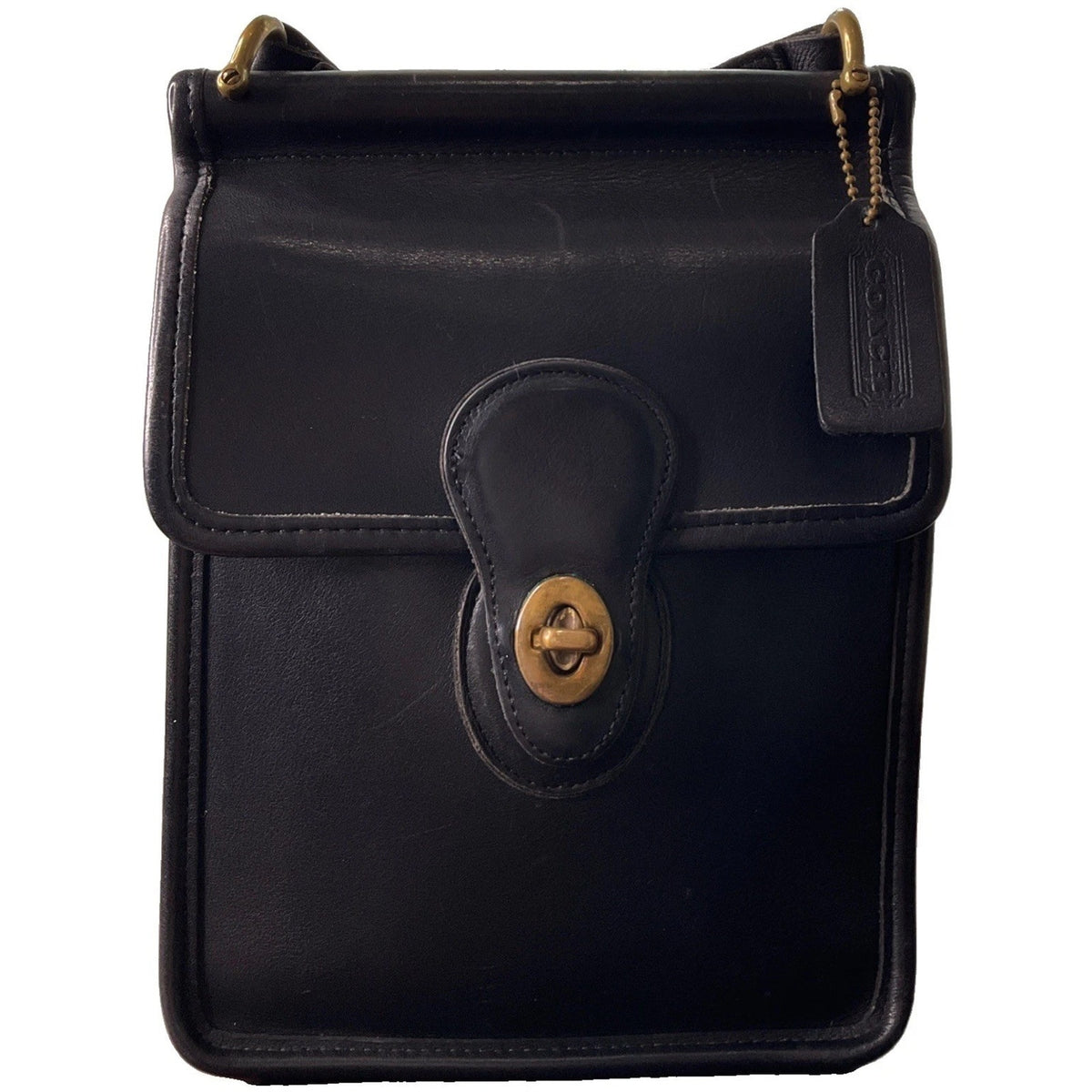 Vintage Coach Black Murphy Leather Crossbody Shoulder Bag Purse Turn Key Lock