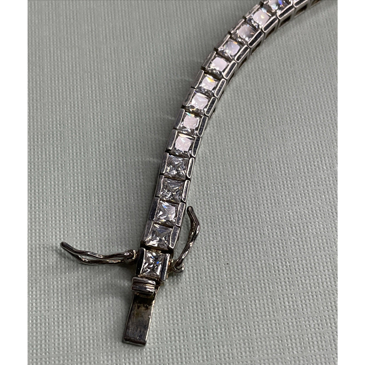 Sterling Silver Cubic Zirconia 7.25 Inch Box Chain Tennis Bracelet