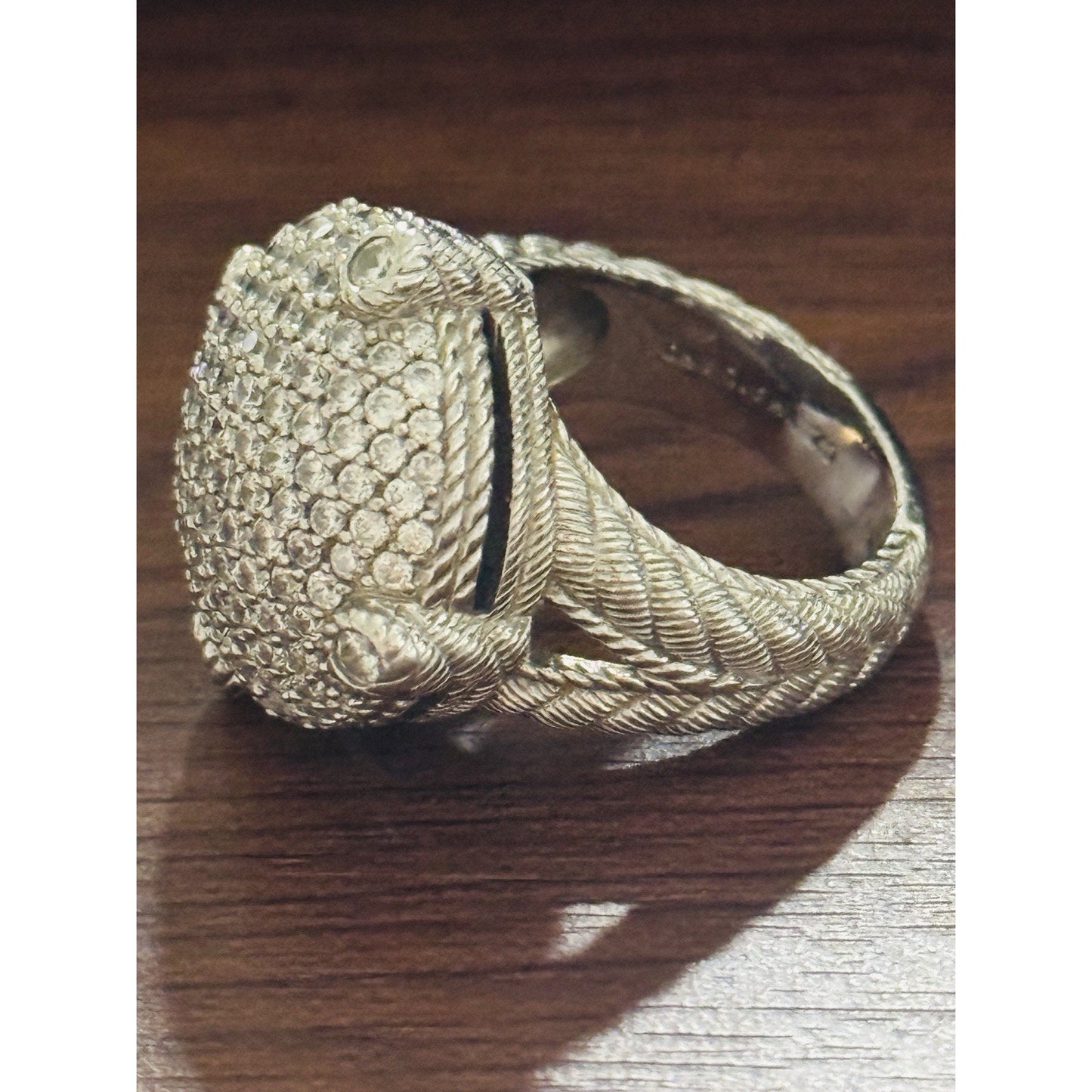 Judith Ripka Sterling Silver 925 Pave CZ Dome Statement Ring Size 5.5