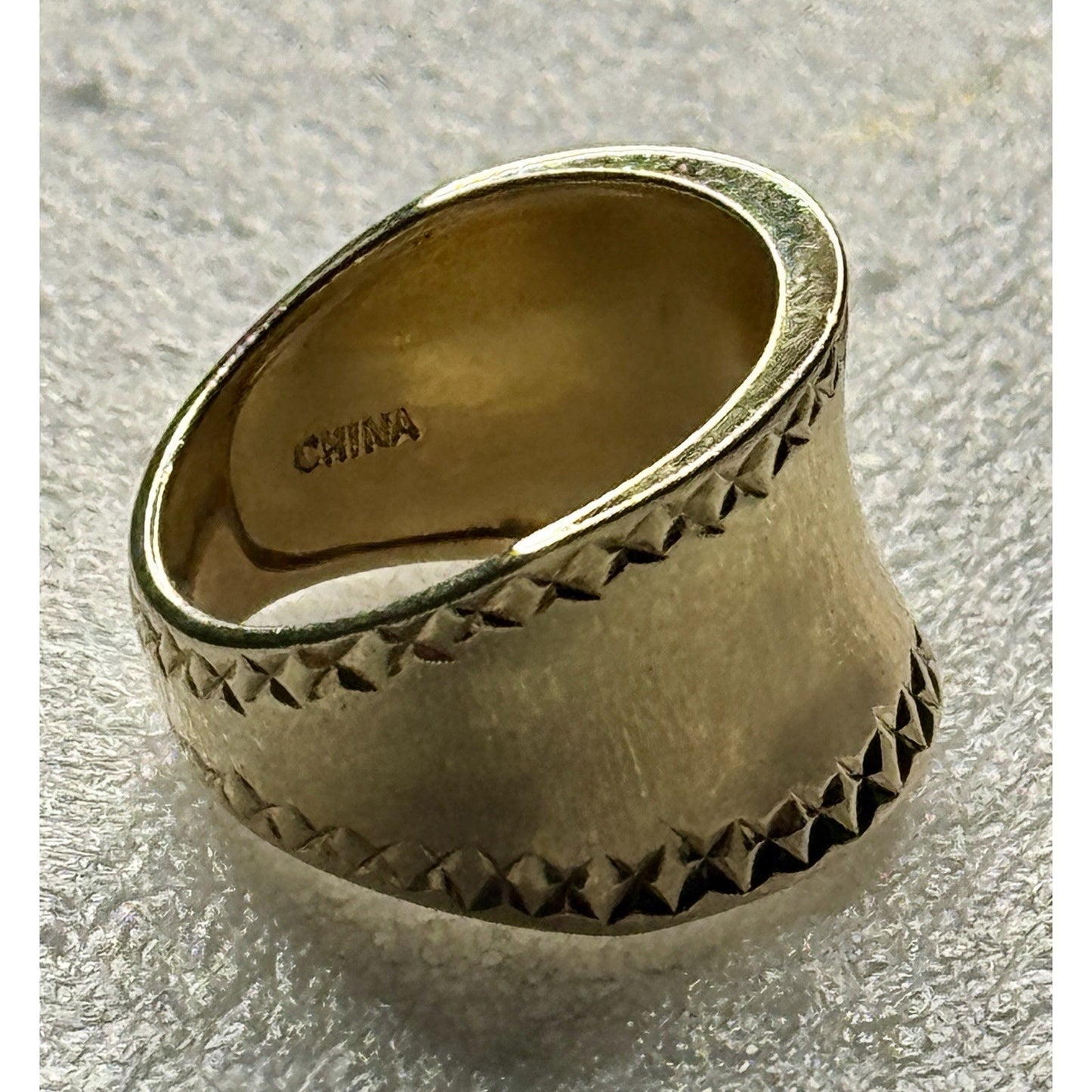 Gold Vermeil 925 Sterling Silver Wide Cigar Band Ring Diamond Cut Size 9
