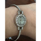 Vintage Y2K Rhinestone Sparkle Watch Mother Of Pearl NEEDS BATTERY Silver Tone