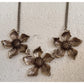 Silver Tone Triple Dogwood Flower Linked Statement Necklace 16-19”