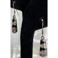 Vintage Zuni Black & White Onyx Mother of Pearl Inlay Signed PD Dangle Earrings
