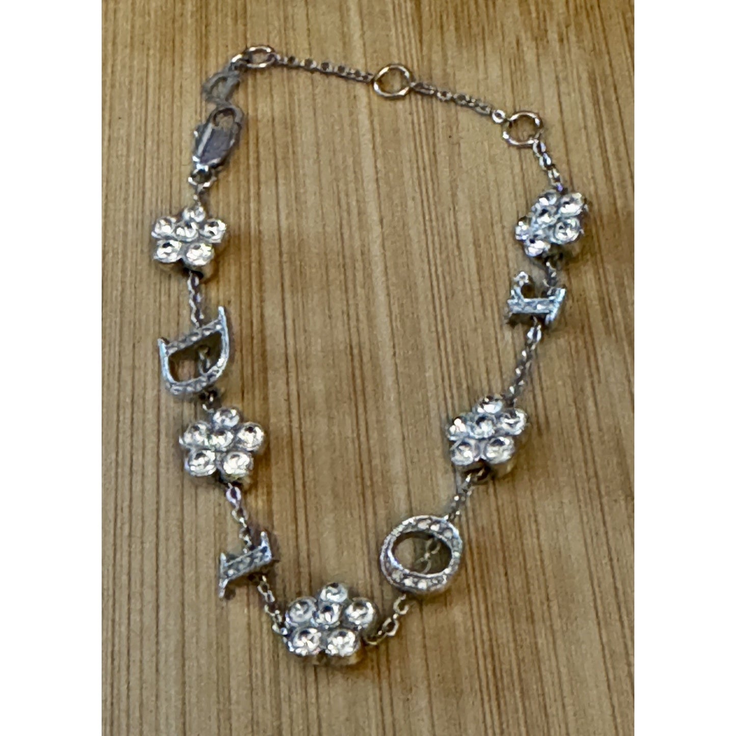 Vintage 2004 Christian Dior Girly Crystal DIOR Flower Bracelet Galliano 6.5 - 8”