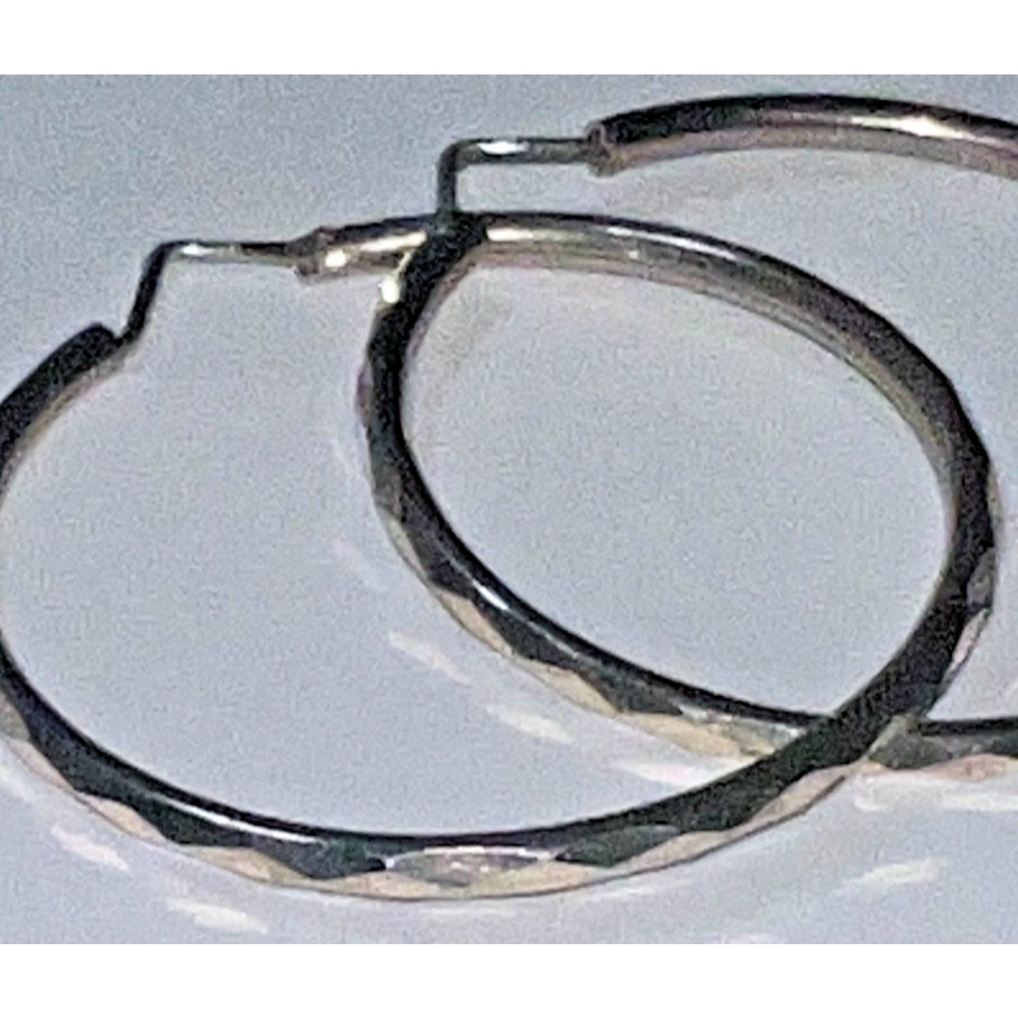 Editoral Hammered Hoop Earrings – – 925 Sterling Silver 1.75” - 6g