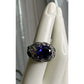 Sterling Silver 925 Blue CZ Cocktail Ring Ornate Enamel Statement Ring Size 6.5