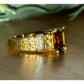 Vintage 18K GF Brown Crystal Rhinestone Cocktail Ring Size 9.25