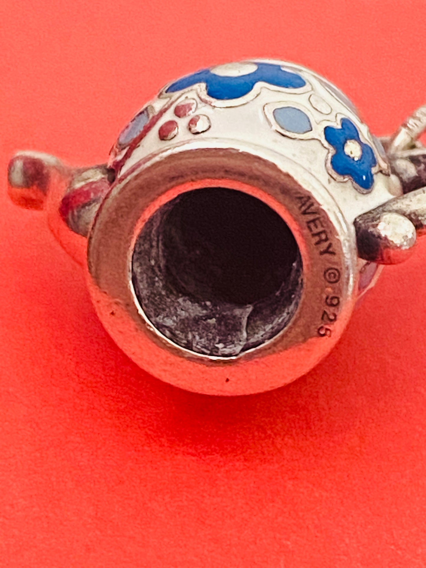 Preowned James Avery Retired Silver And Enamel Teapot Charm