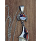 Sterling Silver Sunface Inlay Pendant Artisan Design 7.4g Dangle Necklace 18”