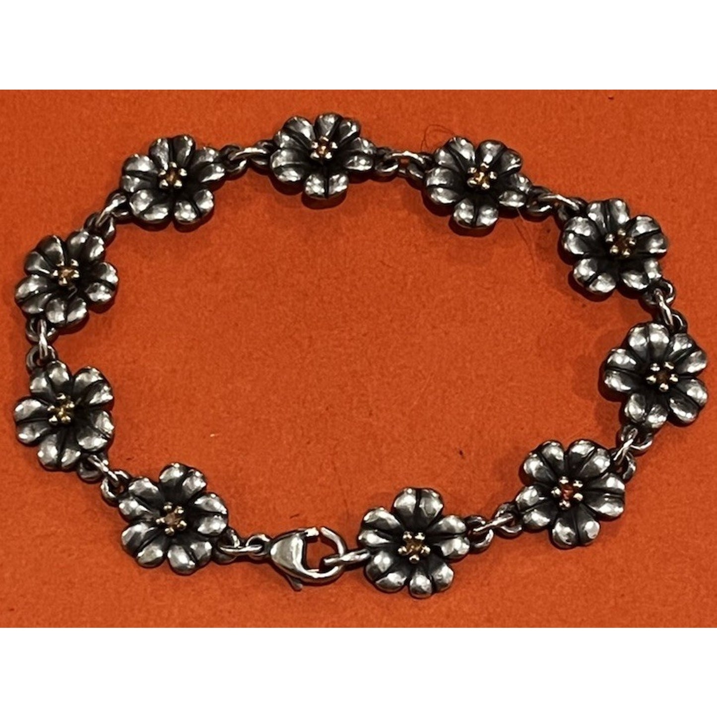 James Avery Retired 14k Gold And Sterling Silver April Flower Bracelet RARE HTF