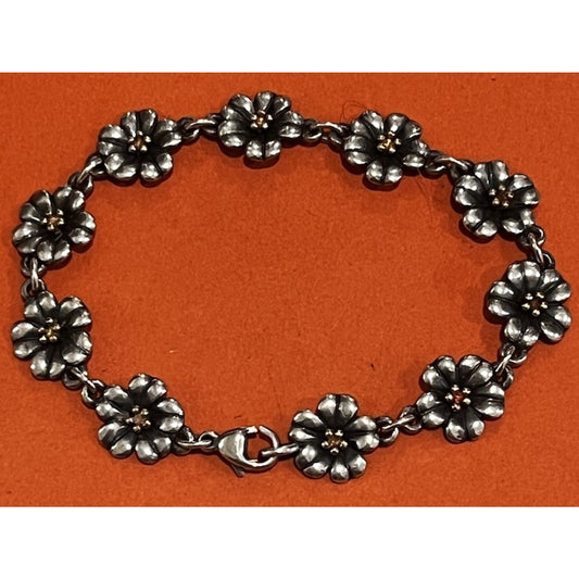 James Avery Retired 14k Gold And Sterling Silver April Flower Bracelet RARE HTF