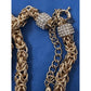 Premier Designs OPC 32” Heavy Byzantine Gold Tone Necklace 176g Rhinestone Caps