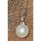 Sterling Silver 925 Genuine Pearl with CZ Pendant on 925 Necklace 18”