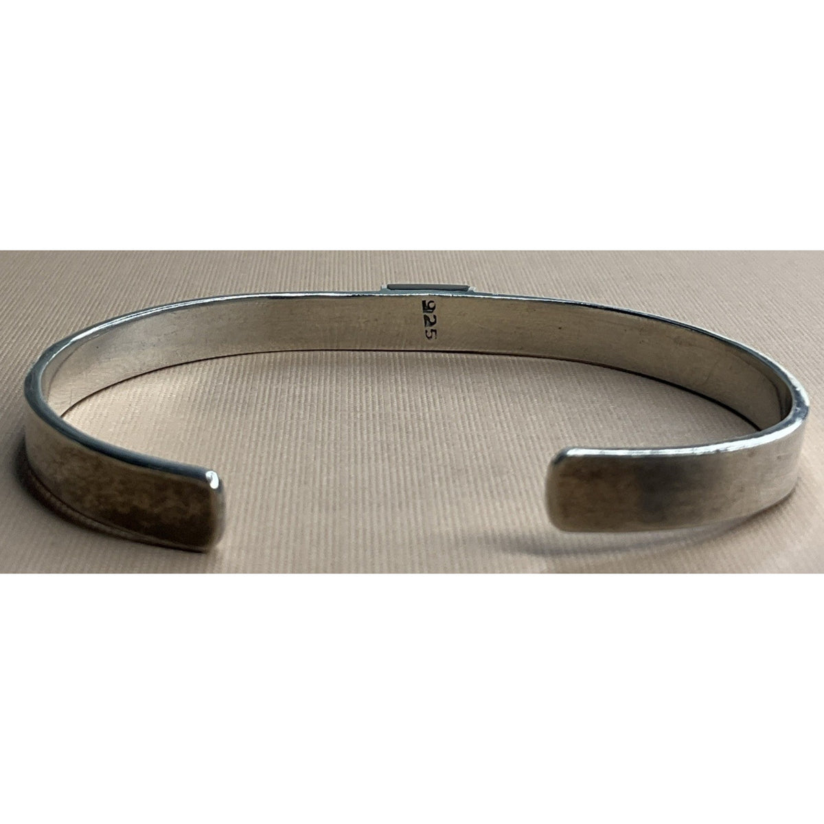 Vintage Sterling Silver Cuff Bracelet Black Inlay Minimalist Modernist 13g