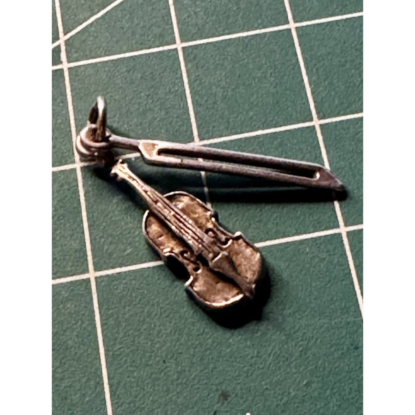 Vintage Sterling Silver Violin With Bow Charm Musical Instrument Charm