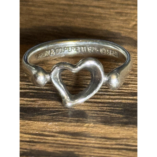 Tiffany & Co Elsa Peretti Sterling Silver 925 Open Heart Ring Size 5.5