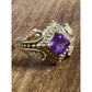 Vintage CCO Sterling Silver & 12K Gold Amethyst Ring Size 8.5 – 5.3g Leaf Design