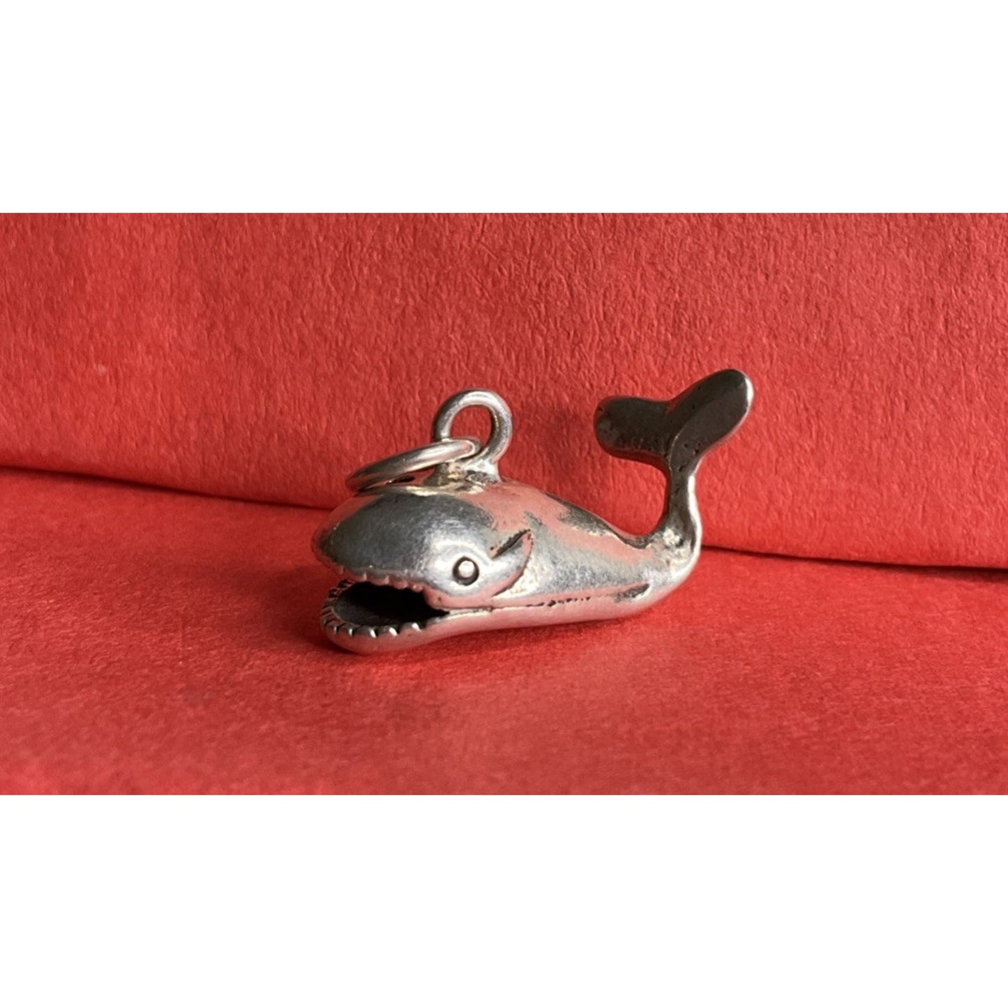 Vintage Sterling Silver Whale Charm Pendant Ocean Sea Life Theme