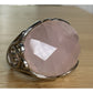 Vintage Sterling Silver Pink Faceted Rose Quartz Statement Ring Size 8.5