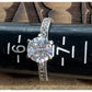 SU Sterling Silver Glass Solitaire Ring Moissanite Accents Size 6.5