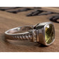 Sterling Silver Yellow Stone Ring Size 7 Cushion Cut Statement Ring 925