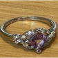 Sterling Silver Amethyst Princess Cut Ring Purple Gemstone Ring Size 9.5