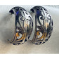 Vintage Sterling Silver Carved Scroll Hoop Earrings 1” Wide Oxidized 8g