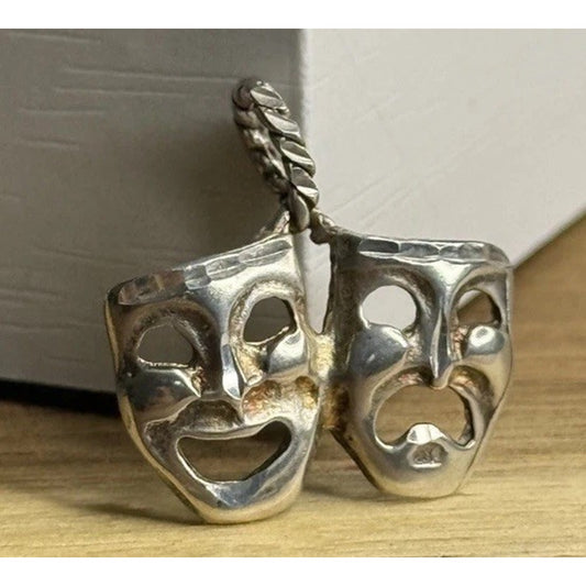 Vintage Sterling Silver Theater Drama Mask V Laugh Now Cry Later Charm