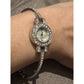 Vintage Y2K Rhinestone Sparkle Watch Mother Of Pearl NEEDS BATTERY Silver Tone