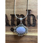 Vintage Mexico 925 Sterling Blue Banded Agate Pendant Necklace Ornate Scroll