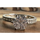 SU Sterling Silver Glass Solitaire Ring Moissanite Accents Size 6.5