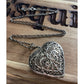 Vintage Sterling Silver Filigree Heart Pendant Necklace 925 Large Ornate Scroll